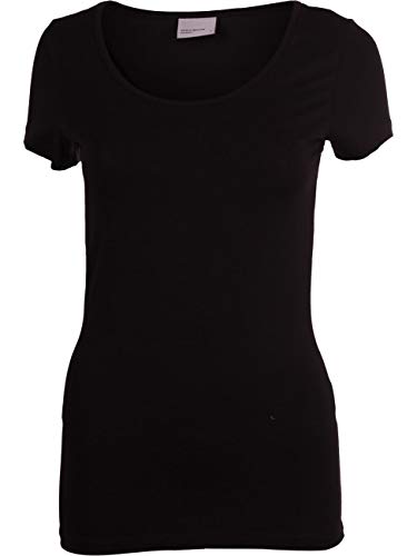Vero Moda VMMAXI MY SS Soft U-Neck Noos Camiseta, Negro, S para Mujer