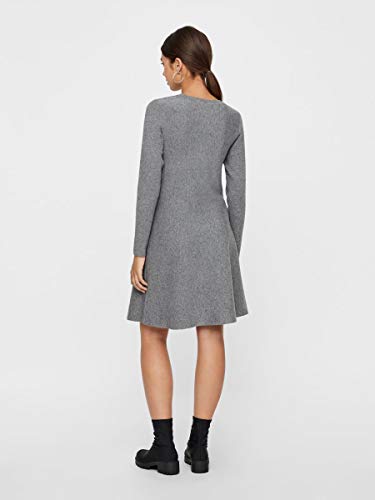 Vero Moda Vmnancy LS Knit Dress Noos Vestido, Gris (Medium Grey Melange Medium Grey Melange), 38 (Talla del Fabricante: Small) para Mujer