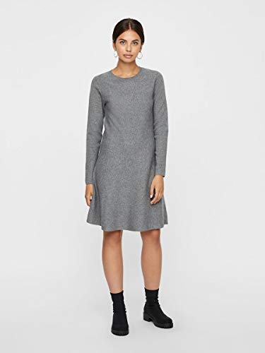 Vero Moda Vmnancy LS Knit Dress Noos Vestido, Gris (Medium Grey Melange Medium Grey Melange), 38 (Talla del Fabricante: Small) para Mujer