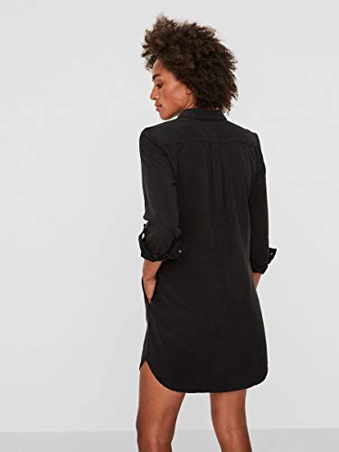 Vero Moda Vmsilla LS Short Dress Blck Noos Ga Vestido, Negro (Black Black), 40 (Talla del Fabricante: Medium) para Mujer