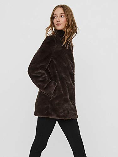 Vero Moda VMTHEA 3/4 Faux Fur Jacket Col Abrigo, Chocolate Plum, M para Mujer