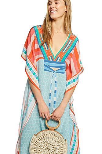 Vestido Boho Mujer Largo Talla Grande Camisolas y Pareos Indios Bohemio Hippie Chic Tunica Piscina Caftan Africano Kaftan Etnico Kimono Flores Maxi Dress Ropa Hawaiana Traje de Baño Bikini Cover Up