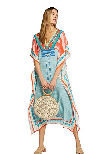 Vestido Boho Mujer Largo Talla Grande Camisolas y Pareos Indios Bohemio Hippie Chic Tunica Piscina Caftan Africano Kaftan Etnico Kimono Flores Maxi Dress Ropa Hawaiana Traje de Baño Bikini Cover Up