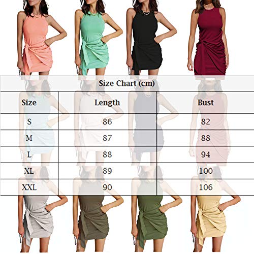 Vestido Casual Verano para Mujer Vestido Camiseta Sin Mangas Casuales Suelto Vestido Color Sólido hasta Rodillas para Diario Playa Vacaciones (Negro, L)