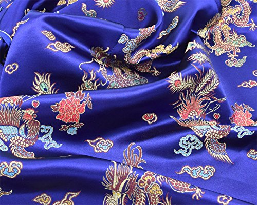 Vestido chino larga azul motivo dragón Qipao de cóctel vestido de noche con mangas cortas tamaño 38