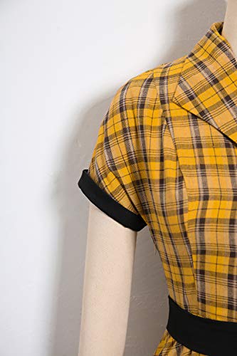 Vestido de Cóctel Fiesta Mujer Verano Años 50 Vintage Rockabilly Sin Mangas/Manga Corta Pin Up Elegante Amarillo S