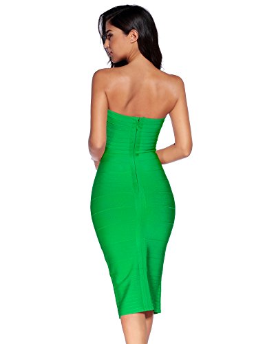 Vestido de fiesta de mujer Shownice sin tirantes vendaje Bodycon cóctel vestido de fiesta verde verde Large