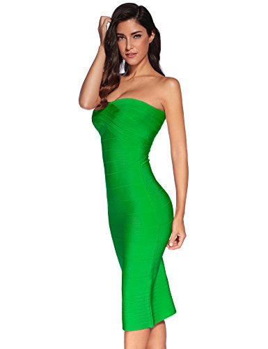 Vestido de fiesta de mujer Shownice sin tirantes vendaje Bodycon cóctel vestido de fiesta verde verde Large