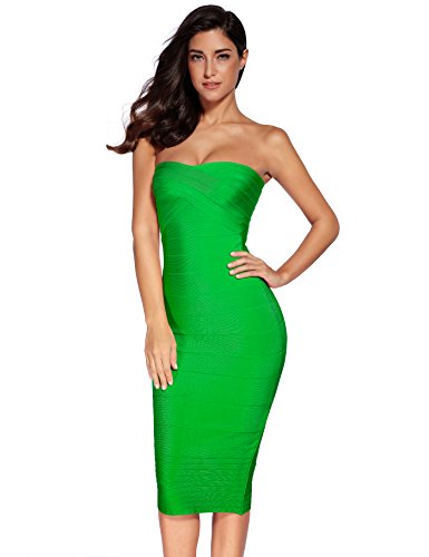 Vestido de fiesta de mujer Shownice sin tirantes vendaje Bodycon cóctel vestido de fiesta verde verde Large