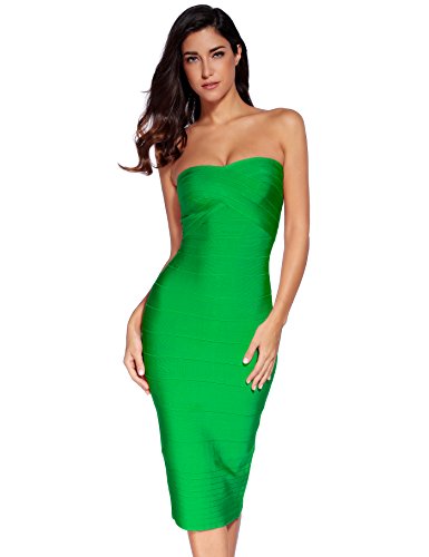 Vestido de fiesta de mujer Shownice sin tirantes vendaje Bodycon cóctel vestido de fiesta verde verde Large