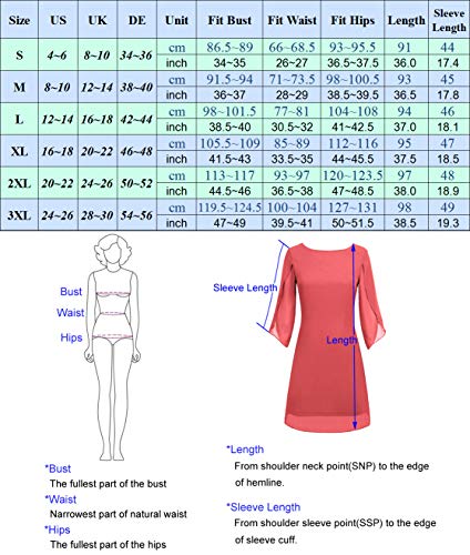 Vestido de Mujer Cuello Redondo Mangas 3/4 En Vestido de Gasa Blusas BáSicas de Verano Causal Top Suelto Vino Tinto 3XL CL011125-1