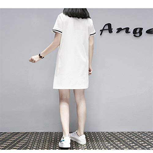 Vestido de Mujer Verano Ocio Deportes Polo Camisa de Longitud Media Camiseta Holgada con Cuello Alto X-Large