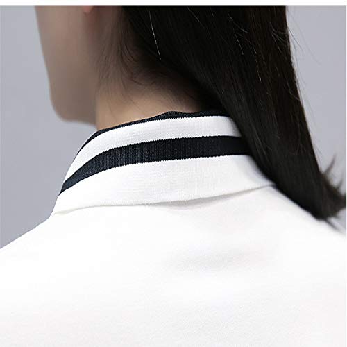 Vestido de Mujer Verano Ocio Deportes Polo Camisa de Longitud Media Camiseta Holgada con Cuello Alto X-Large