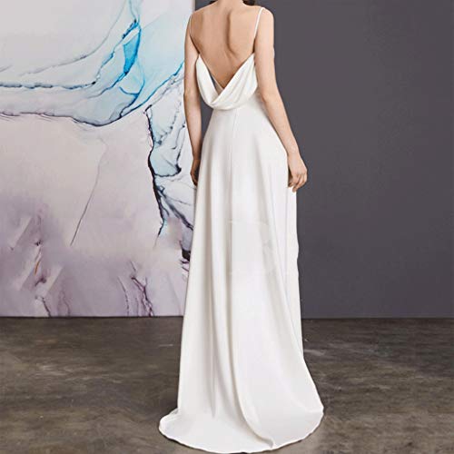 Vestido de Noche Largo sin Mangas sin Tirantes y sin Tirantes en el Piso Vestido de cóctel con Vuelo Largo para Siempre Sling Forever (Color : White, tamaño : M)