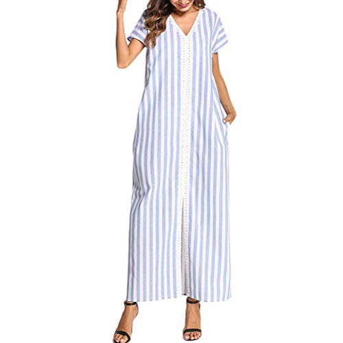 Vestido De Playa para Mujer Vestido Largo De Verano Tamaños Cómodos De Manga Corta Y Cuello Ropa Redondo Vestidos Largos para Mujeres Vestido Marroquí De Abaya Vestidos De Playa Flojos