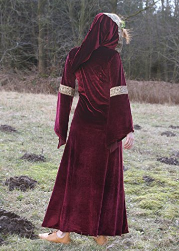 Vestido de terciopelo LIRA con capucha, colour blanco y Burdeos - de la Edad Media vestido - vestido medieval - vestido de Vikingo, todo el año, color , tamaño small/medium