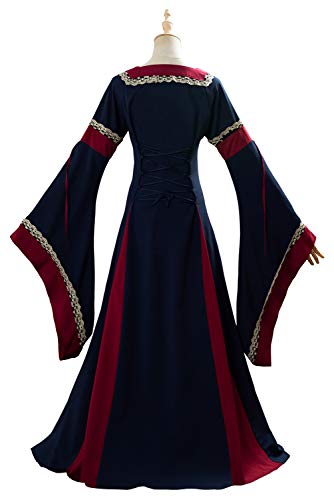 Vestido de Traje Medieval Vestido renacentista para Mujer Vestido Largo de Noche de Estilo Victoriano gotico con Manga Larga de Llamarada
