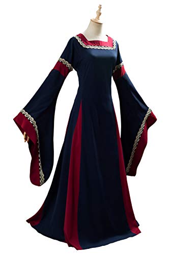 Vestido de Traje Medieval Vestido renacentista para Mujer Vestido Largo de Noche de Estilo Victoriano gotico con Manga Larga de Llamarada