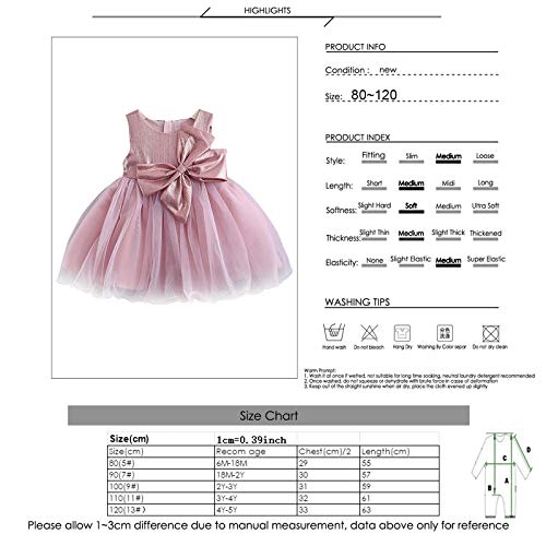 Vestido de verano de gasa y tul sin mangas Puseky para bebés, niños y niñas con flores rosa rosa claro Talla:9-12 meses