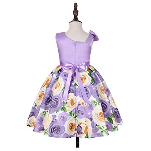 Vestido Disfraz de Princesa Fiesta Niña Dama de Honor Desfile Vestidos de Fiesta de Cumpleaños Novia Manga Larga Algodón Casual Vestidos sin Mangas riou