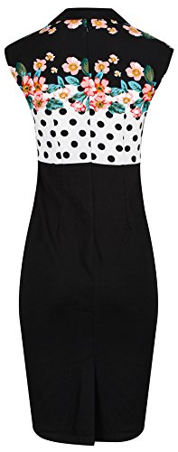 Vestido Estilo años 50 Rockabilly con Lunares y Cerezas, diseño lápiz Blanco Polka & Floral 40