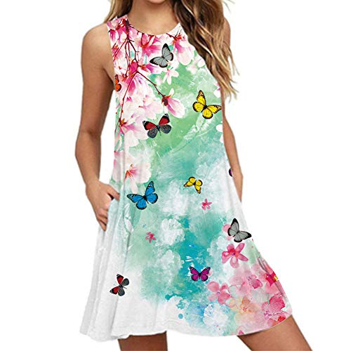 Vestido Largo A de Mujer,Boho Ocasional O-Cuello,sin Mangas Vestido Maxi de,50s Vestidos Vintage,Retro Rockabilly Clásico,Falda del Tanque