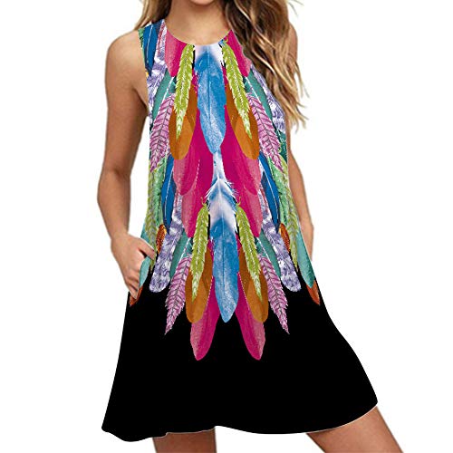 Vestido Largo A de Mujer,Boho Ocasional O-Cuello,sin Mangas Vestido Maxi de,50s Vestidos Vintage,Retro Rockabilly Clásico,Falda del Tanque