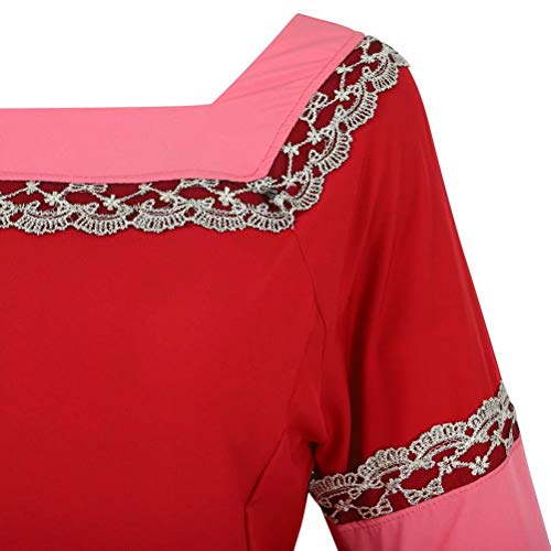 Vestido Medieval Renacimiento Mujer Vintage Victoriano gotico Manga Larga de Llamarada Disfraz Princesa Rojo m