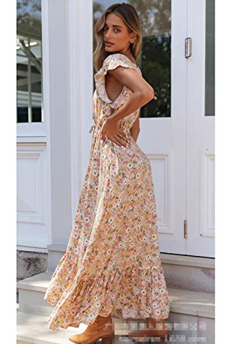 Vestido Mujer Bohemio Largo Verano Playa Fiesta Floral/Polka Dot Cuello en V Maxi Vestidos Cóctel Falda Larga Floral XL
