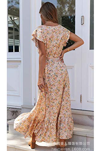Vestido Mujer Bohemio Largo Verano Playa Fiesta Floral/Polka Dot Cuello en V Maxi Vestidos Cóctel Falda Larga Floral XL