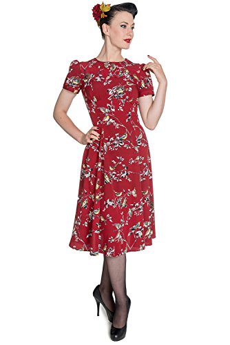 Vestido para mujer, estilo clásico de los años 40 y 50, de la marca Hell Bunny Rojo rosso M-40