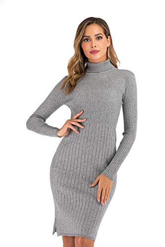 Vestido Punto Mujer Suéter Elegante para Suéter Cuello Alto Manga Larga para Mujer Pull-Over Tops Ropa Mujer Primavera Otoño Invierno Casual