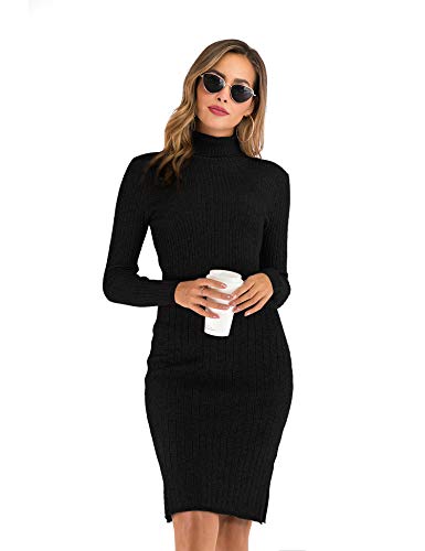 Vestido Punto Mujer Suéter Elegante para Suéter Cuello Alto Manga Larga para Mujer Pull-Over Tops Ropa Mujer Primavera Otoño Invierno Casual