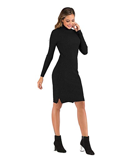 Vestido Punto Mujer Suéter Elegante para Suéter Cuello Alto Manga Larga para Mujer Pull-Over Tops Ropa Mujer Primavera Otoño Invierno Casual