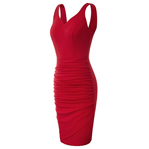 Vestido Retro Elegante para Mujer Vestidos Ajustado de Fiesta sin Mangas de Cóctel XL Rojo CLS02497-2