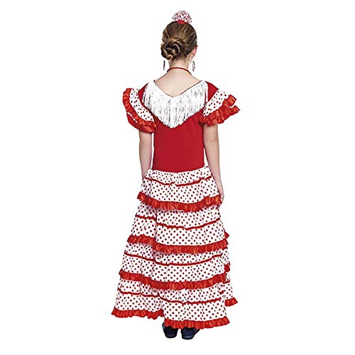 Vestido Sevillanas Niña con Accesorios Flamenca Peineta Collar Pulsera Rojo Blanco【Tallas Infantiles de 1 a 15 años】[3-4 años] Disfraz Sevillana Traje Flamenca Volantes Feria Abril Sevilla Baile