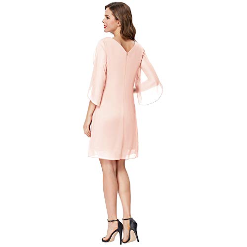 Vestido Suelto de Gasa para Mujer, Elegante Camiseta de Manga Corta con Cuello Redondo para otoño, Primavera, Rosa XL CL010888-7