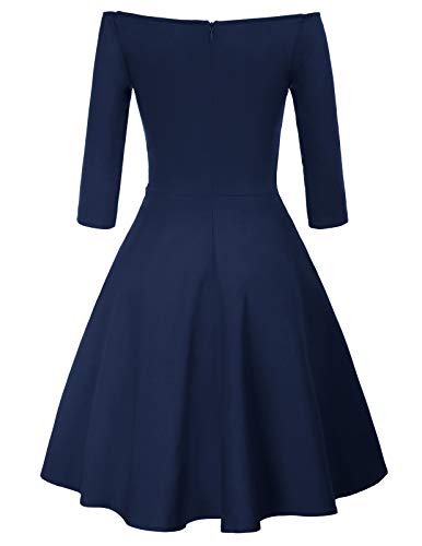 Vestido Vintage para Muejeres Mangas 3/4 Cuello V de Fiesta Cóctel Rockabilly Clásico 2XL CL010823-3