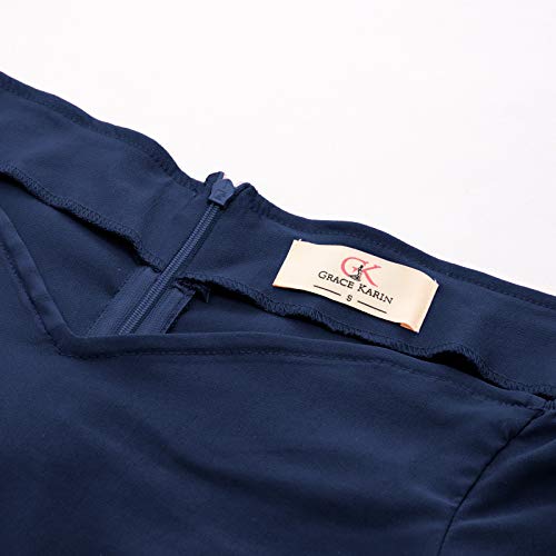 Vestido Vintage para Muejeres Mangas 3/4 Cuello V de Fiesta Cóctel Rockabilly Clásico 2XL CL010823-3