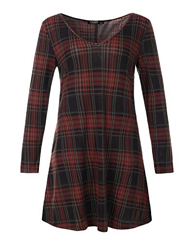 Vestido YOINS Manga larga Vestido deportivo de mujer Vestido corto de otoño Camiseta Cuadros-Multicolor de gran tamaño - XL