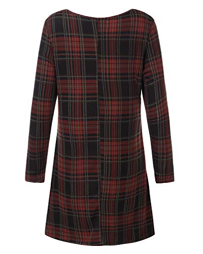 Vestido YOINS Manga larga Vestido deportivo de mujer Vestido corto de otoño Camiseta Cuadros-Multicolor de gran tamaño - XL