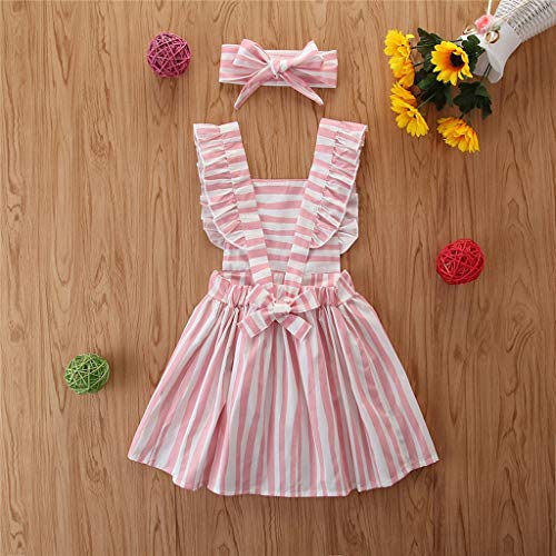 Vestidos Bebe Niña Verano Disfraz Nina Diadema Raya Sin Mangas Princesa Wedding Party Birthday Dress Ropa Niña Fiesta Ropa Bebe Niña Recien Nacido Vestido Ninas Bautizo Vestir Chica (Rosa, 5-6 años)
