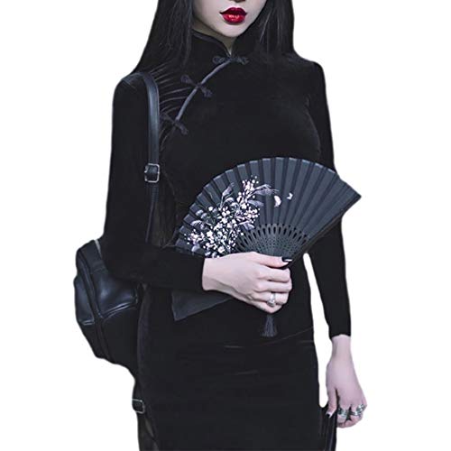 Vestidos chinos vintage sexy para mujer ropa gótica de manga larga Cheongsam falda