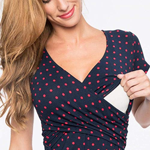 Vestidos de cóctel para Mujeres Vestido de Embarazo sin Mangas para Mujeres Vestidos de Maternidad para Embarazadas Impresión de Puntos Ropa de Lactancia para Lactantes Vestido Vetement Femm