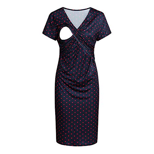 Vestidos de cóctel para Mujeres Vestido de Embarazo sin Mangas para Mujeres Vestidos de Maternidad para Embarazadas Impresión de Puntos Ropa de Lactancia para Lactantes Vestido Vetement Femm