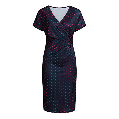 Vestidos de cóctel para Mujeres Vestido de Embarazo sin Mangas para Mujeres Vestidos de Maternidad para Embarazadas Impresión de Puntos Ropa de Lactancia para Lactantes Vestido Vetement Femm