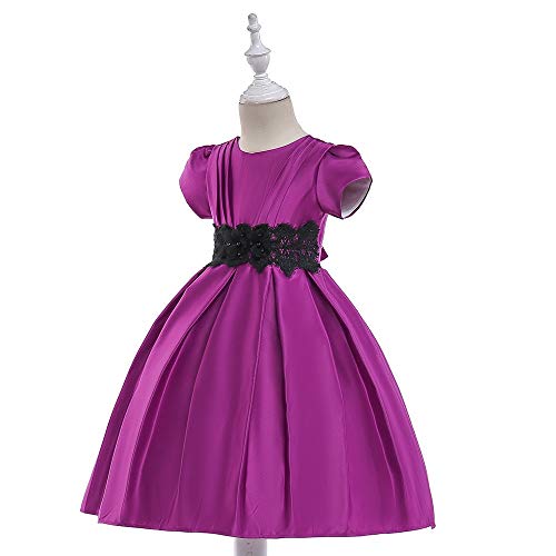 Vestidos de niñas Vestido de niña de flores vestido de bola femenino bebé boda vestido de dama de honor niños niñas manga corta encaje de satén vestido de fiesta de encaje vestido de princesa formal v