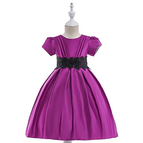 Vestidos de niñas Vestido de niña de flores vestido de bola femenino bebé boda vestido de dama de honor niños niñas manga corta encaje de satén vestido de fiesta de encaje vestido de princesa formal v