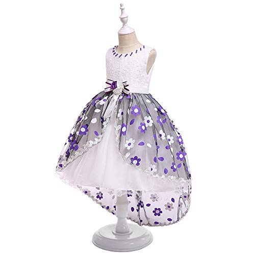 Vestidos de niñas Vestido de niñas Boda floral para niños Vestido de dama de honor Estampado de niña Belleza Belleza Princesa Vestido Sin mangas Encaje Crochet Malla Tul Vestido de tutú Cinturón de pr