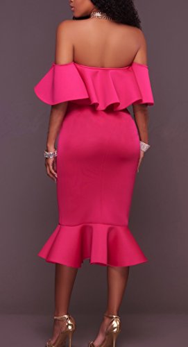 Vestidos De Noche Mujer Fashion Fiesta Vestidos Sirena Bonita Sin Tirantes Basic Barco Cuello con Volantes Paquete De Cadera Vestido Coctel Prom Vestido Vestido Mujer Fiesta Ropa